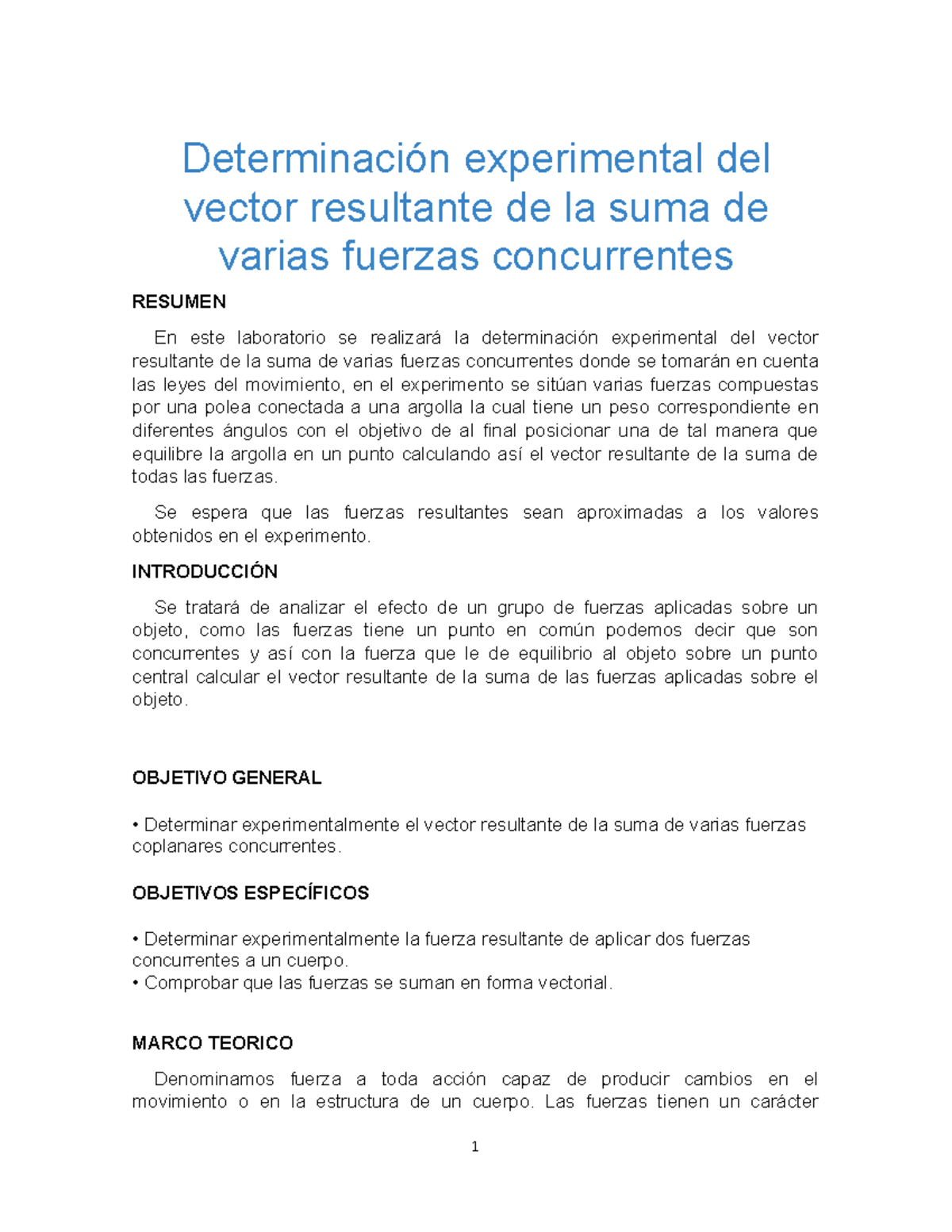 Tamara 1 - Nota: 5/5 - Determinación Experimental Del Vector Resultante ...