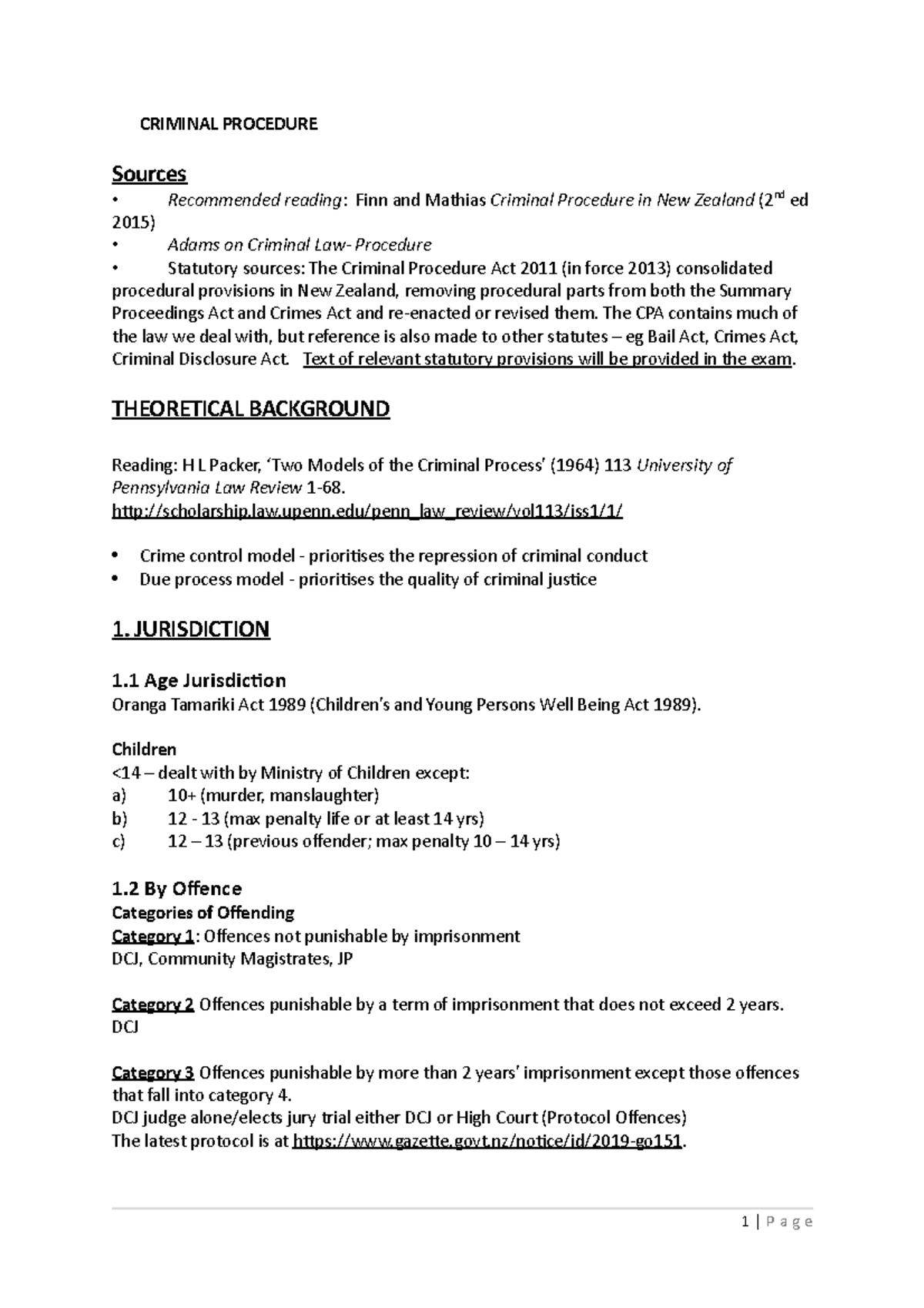 Criminal procedure - Lecture notes whole year - CRIMINAL PROCEDURE ...