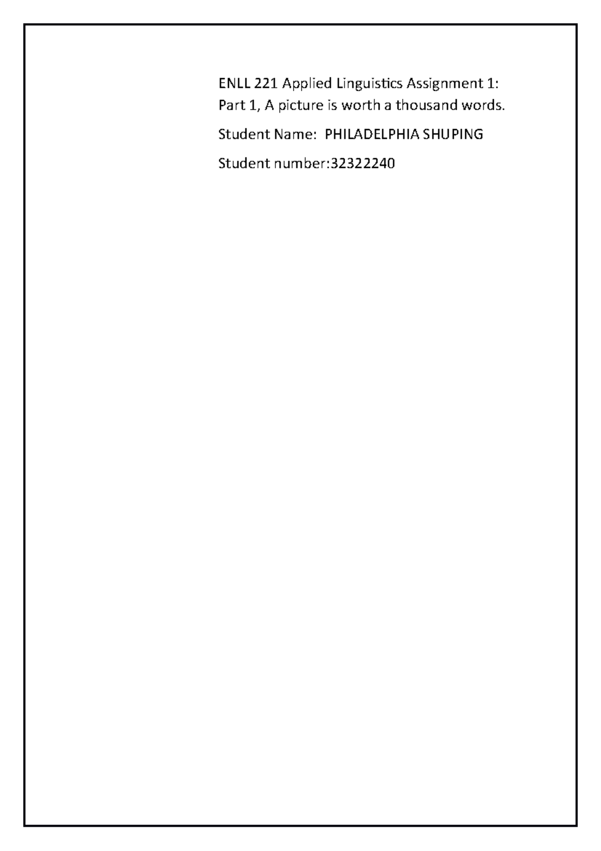 ENLL 221 P.S 32322240 Assess. 1 - ENLL 221 Applied Linguistics ...