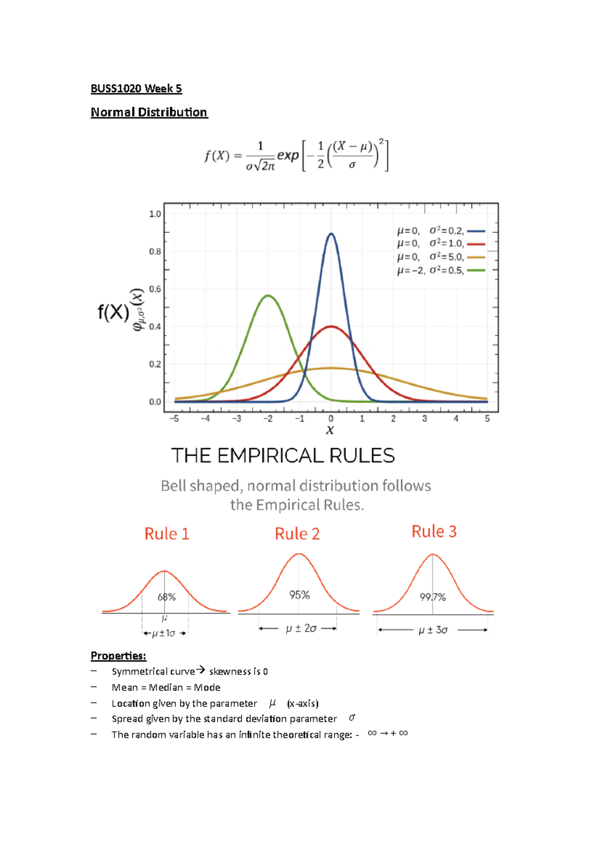 BUSS1020-Wk 5 - Lecture notes 5 - BUSS1020 Week 5 Normal Distribution ...