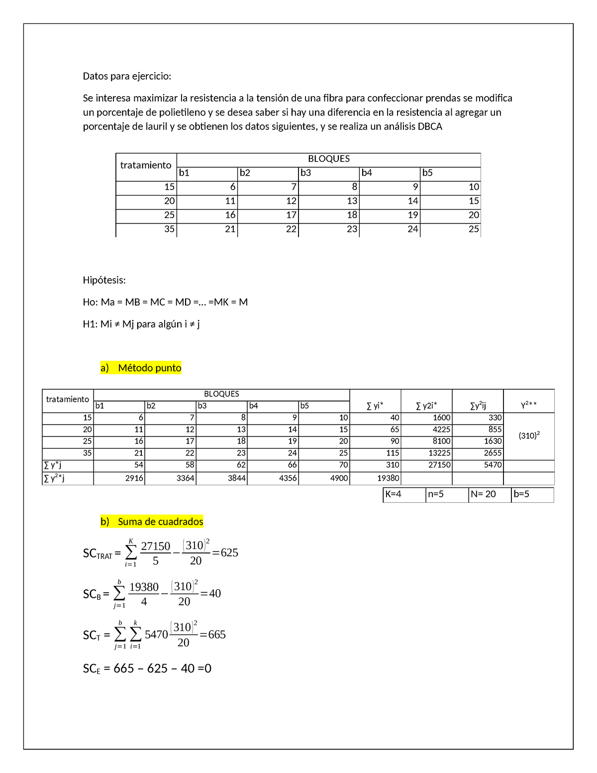 Ejercicio DBCA - B1 B2 B3 B4 B 15 6 7 8 9 10 20 11 12 13 14 15 25 16 17 ...