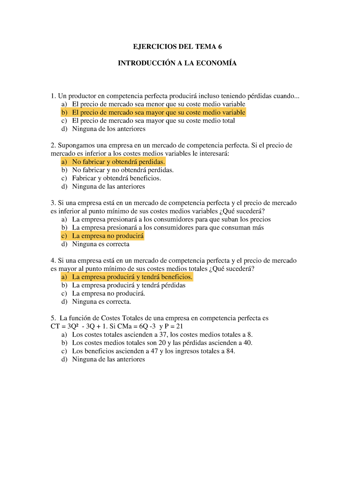 Practicas Tema 6 - Economia - Introducción A La Economía - UA - Studocu