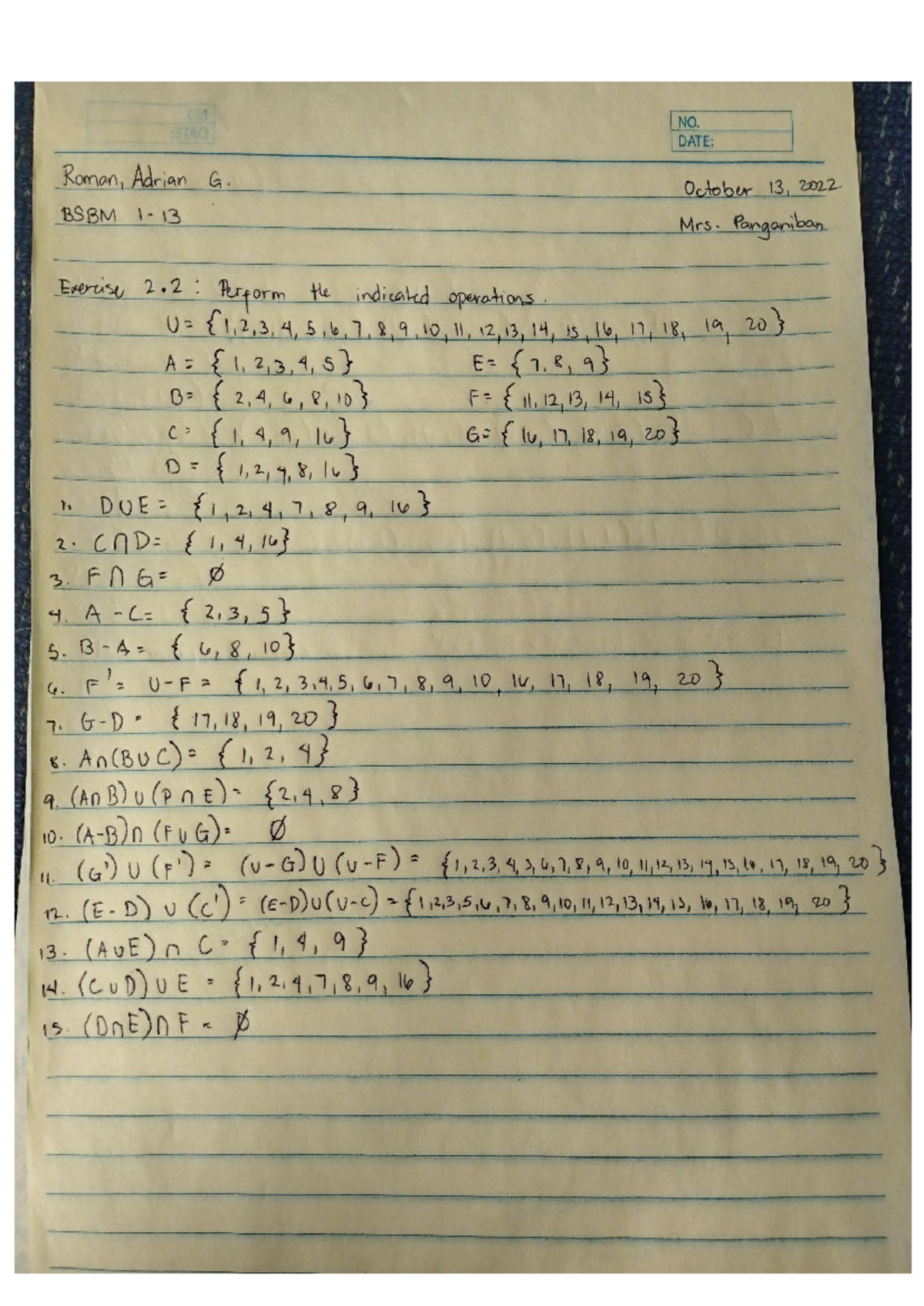 BSBM 1-130Ran Exercise 2 - Business Management major in Operation ...
