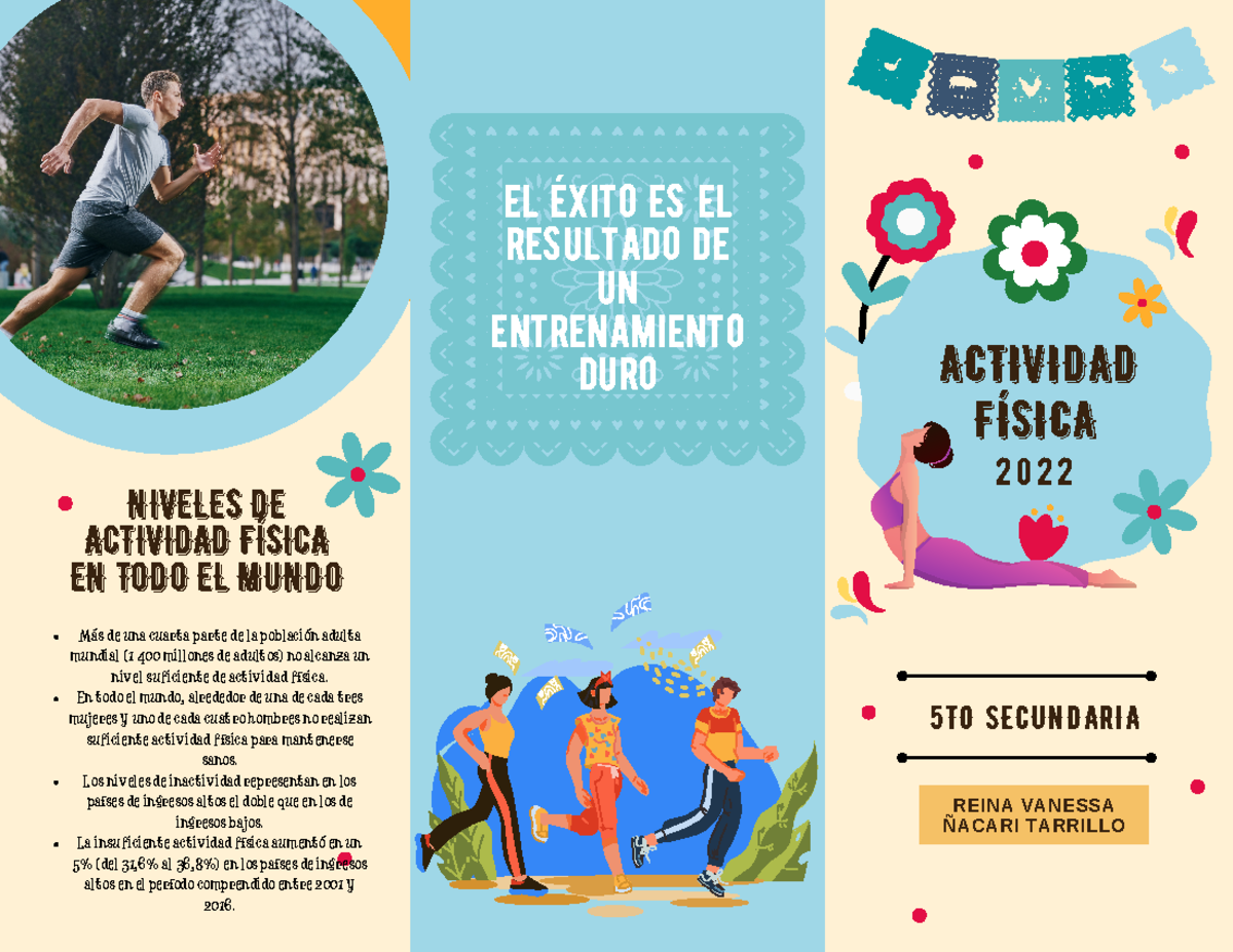 Triptico - ejercicio - ACTIVIDAD FÍSICA 5TO SECUNDARIA ####### REINA