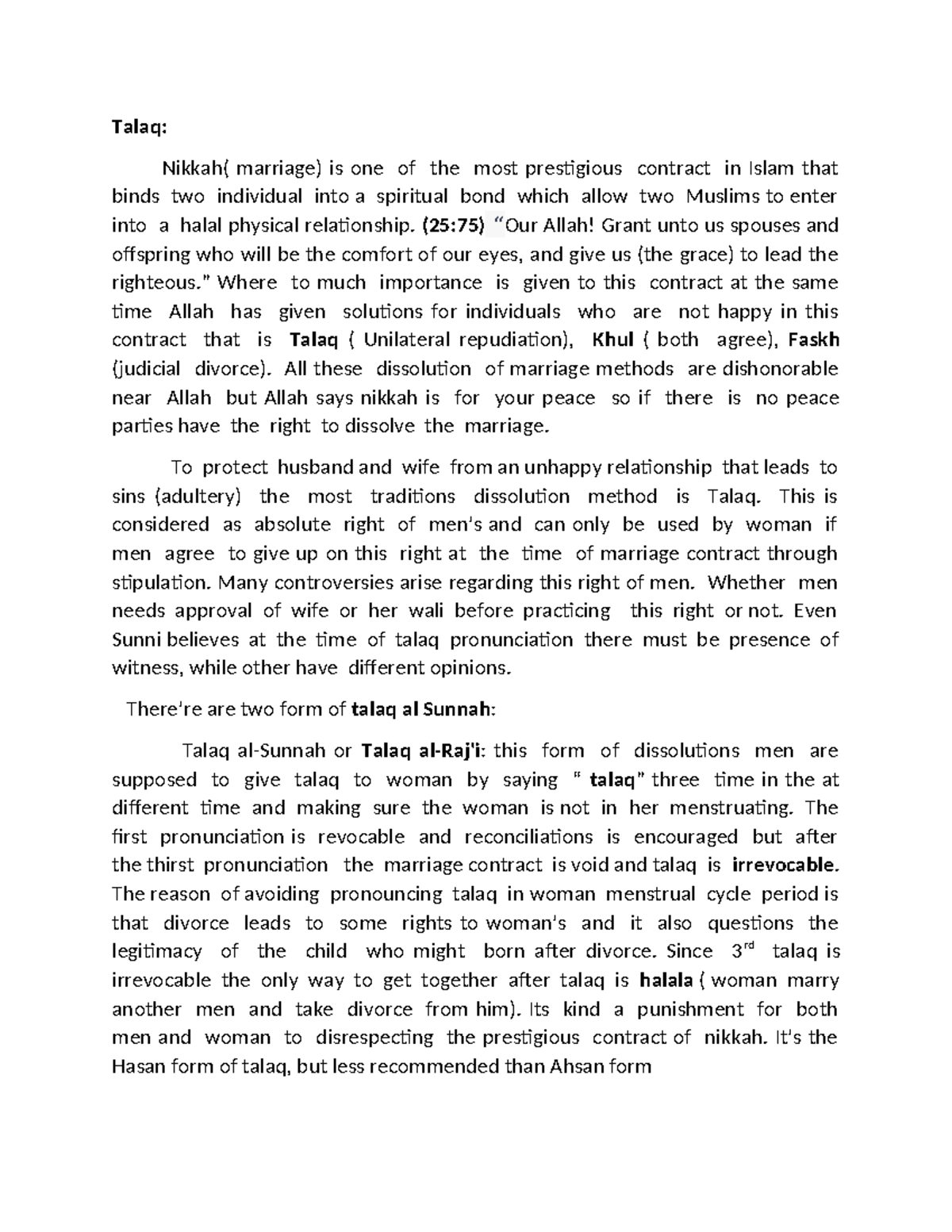 Talaq - Talaq: Nikkah( marriage) is one of the most prestigious ...
