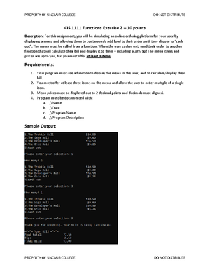 Functions Exercise 1 - For this assignment, you will be building a ...