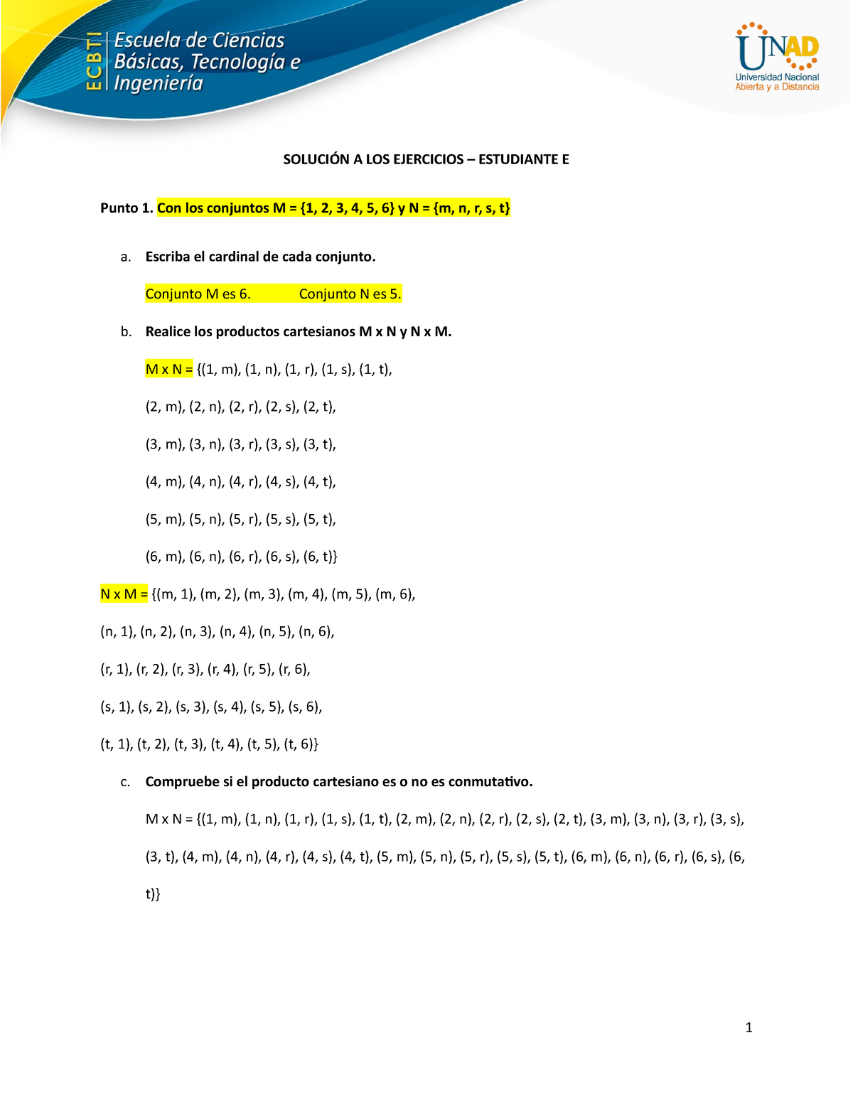 Tarea 1 - MATEMATICAS DISCRETAS. - SOLUCIÓN A LOS EJERCICIOS ...