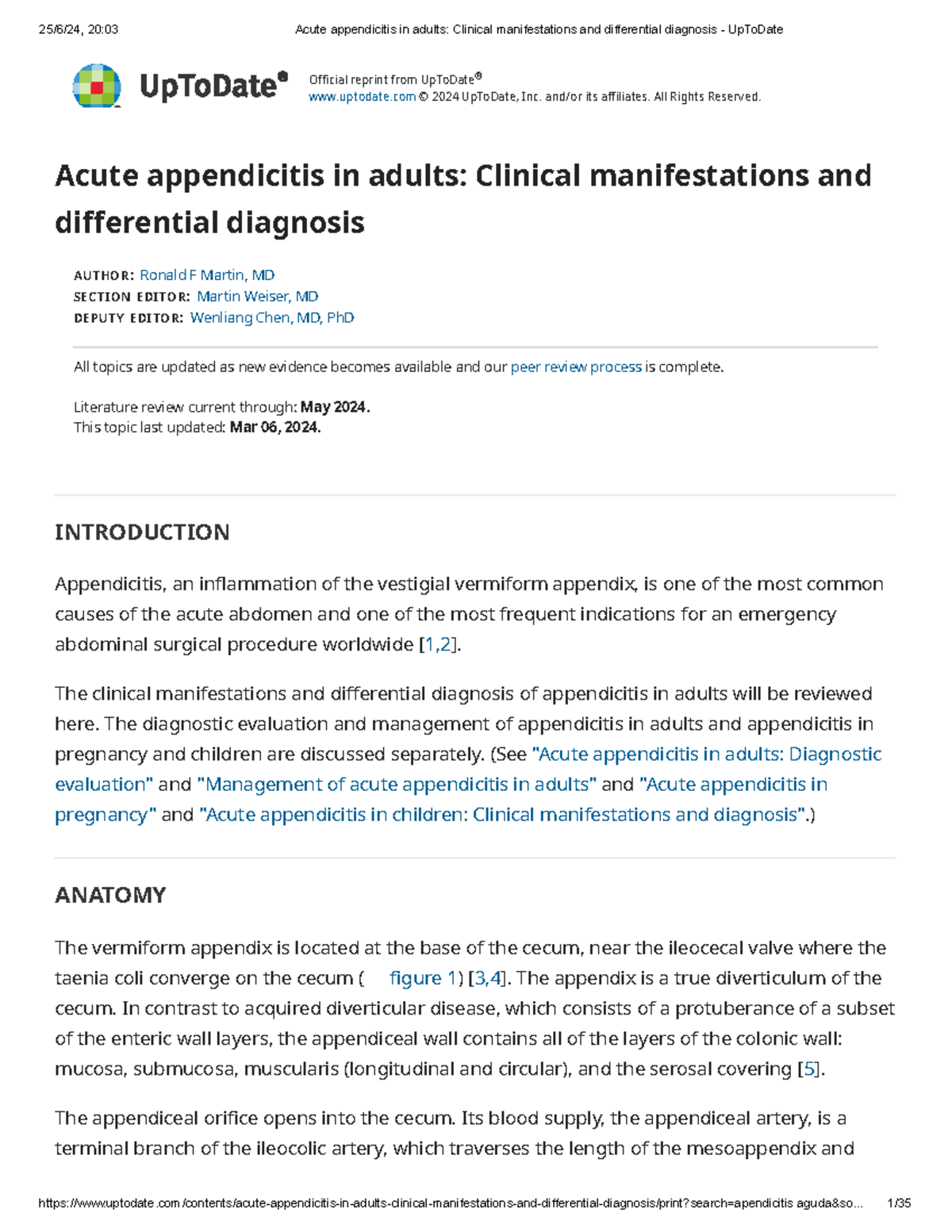 Acute appendicitis in adults Clinical manifestations and differential ...