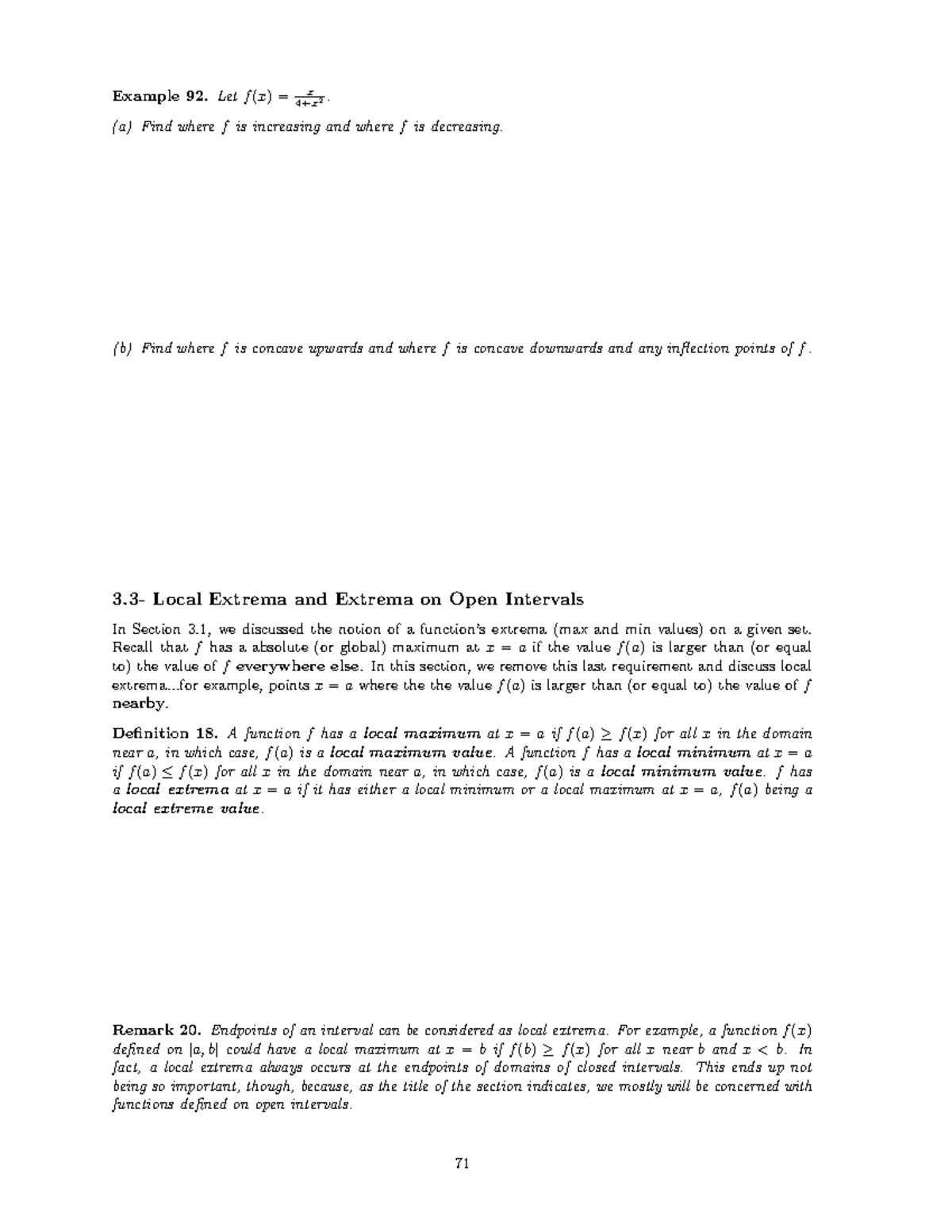 Week10 - Lecture Notes Week 10 - Example 92. Let f (x) = 4+xx 2. (a ...