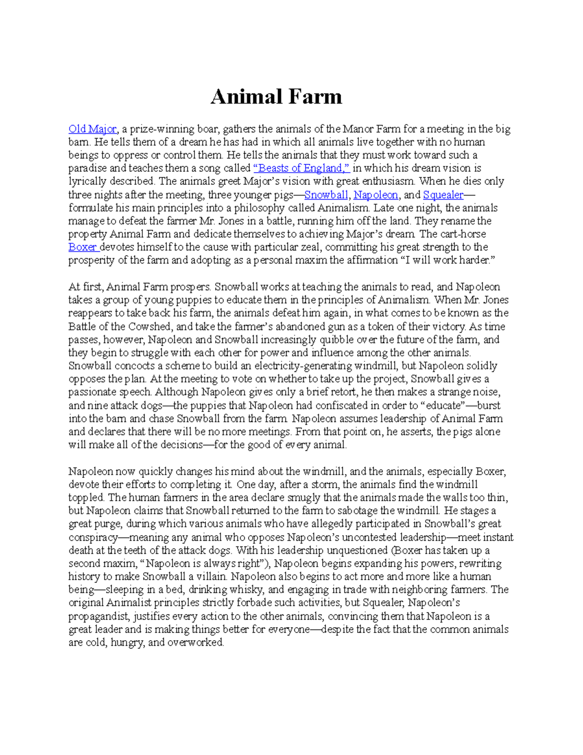 Animal Farm new - addon - Animal Farm Old Major, a prize-winning boar ...