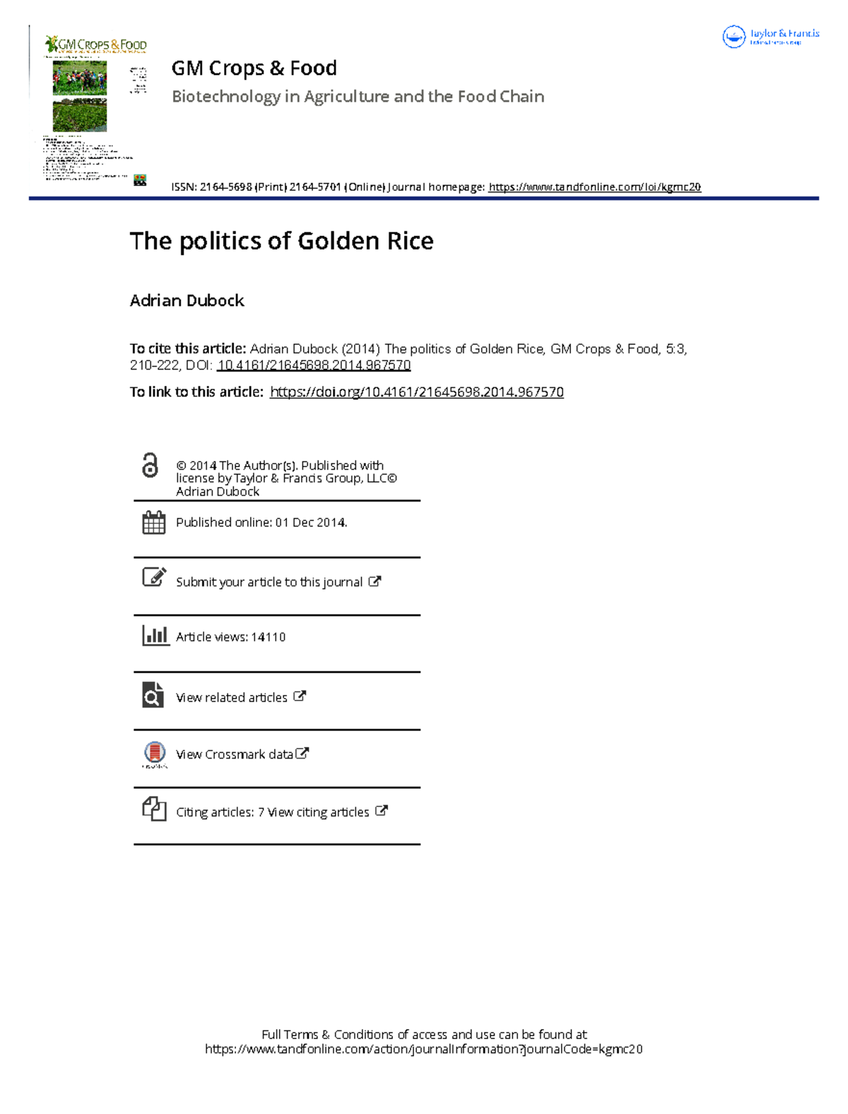 The politics of Golden Rice, Science - Science, Technology, and Society ...