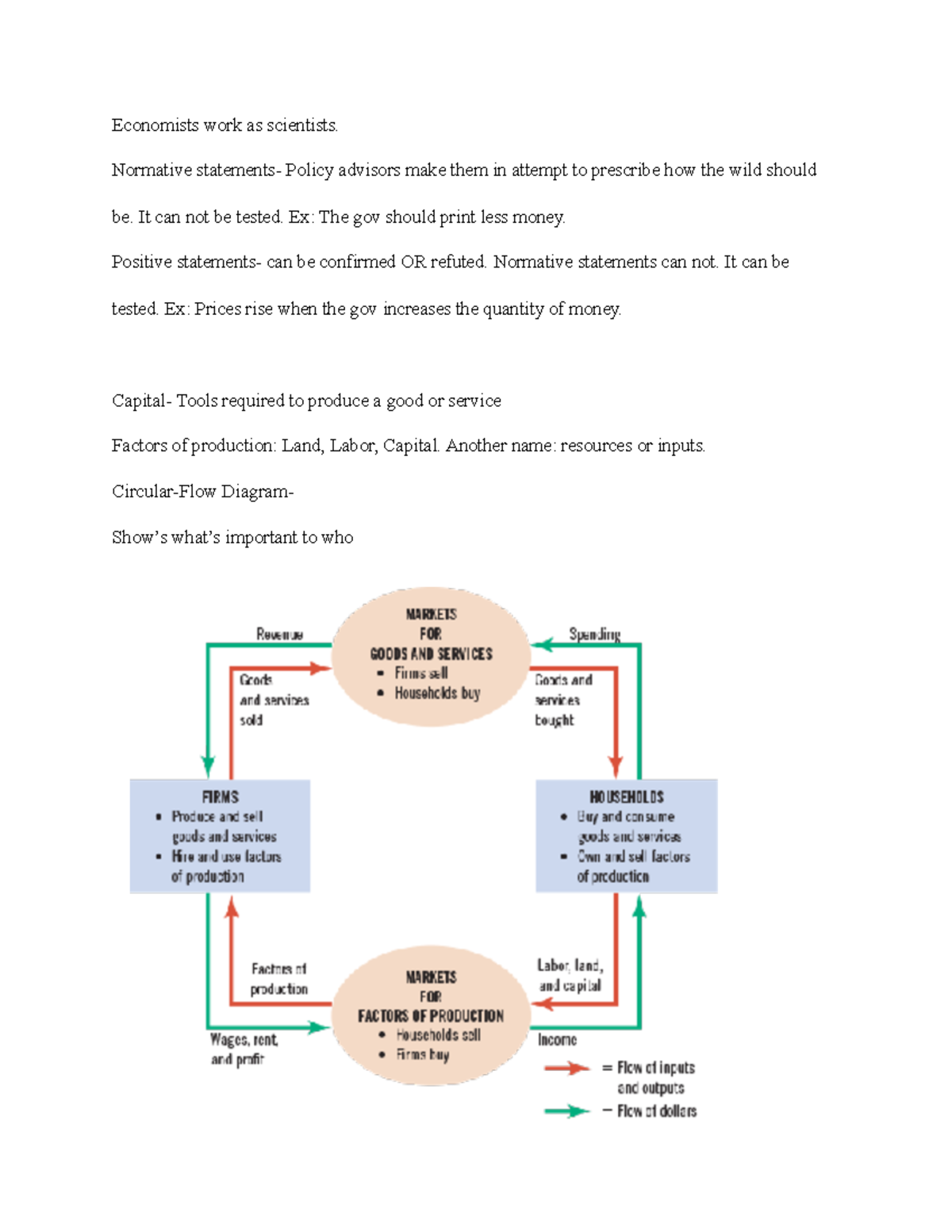 Midterm 1 Notes - Economists work as scientists. Normative statements ...