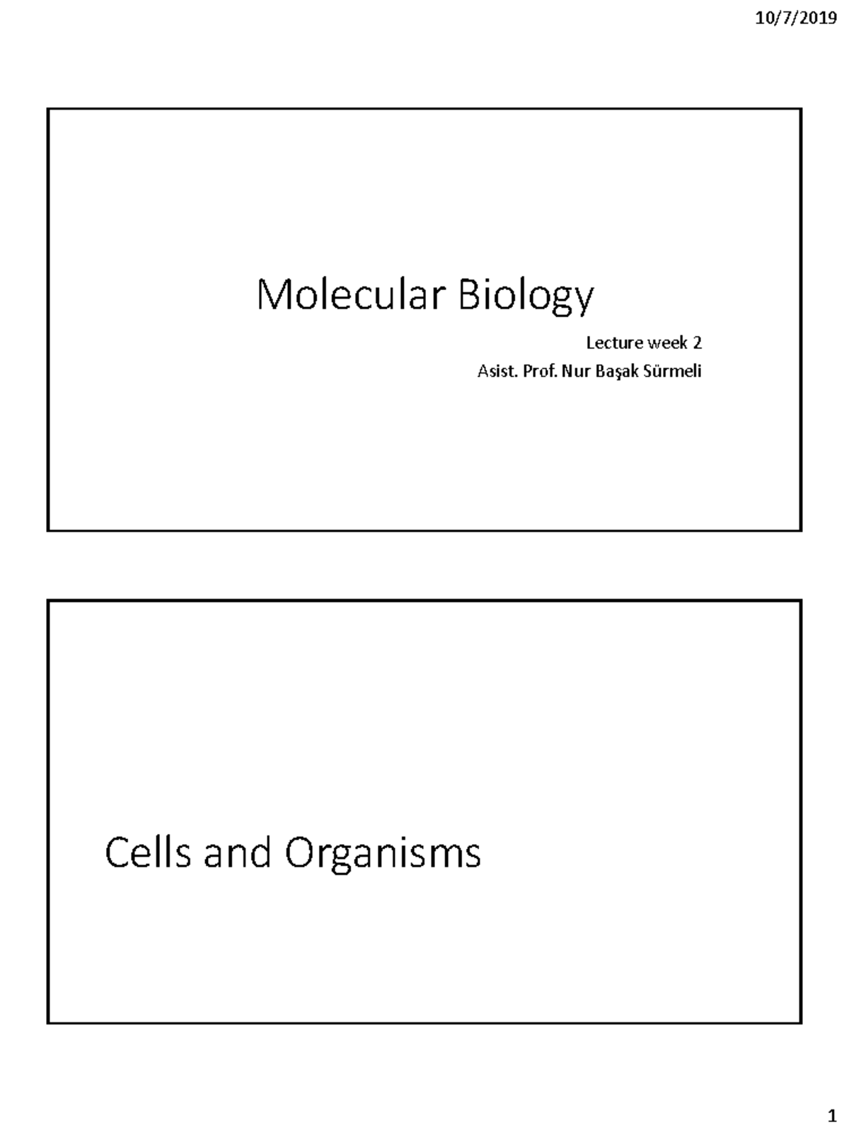 MB week2 - Lecture notes 2 - Molecular Biology Lecture week 2 Asist ...