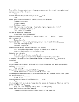 Acctchapter 6 - Smartbook - True or false: A cost management system ...