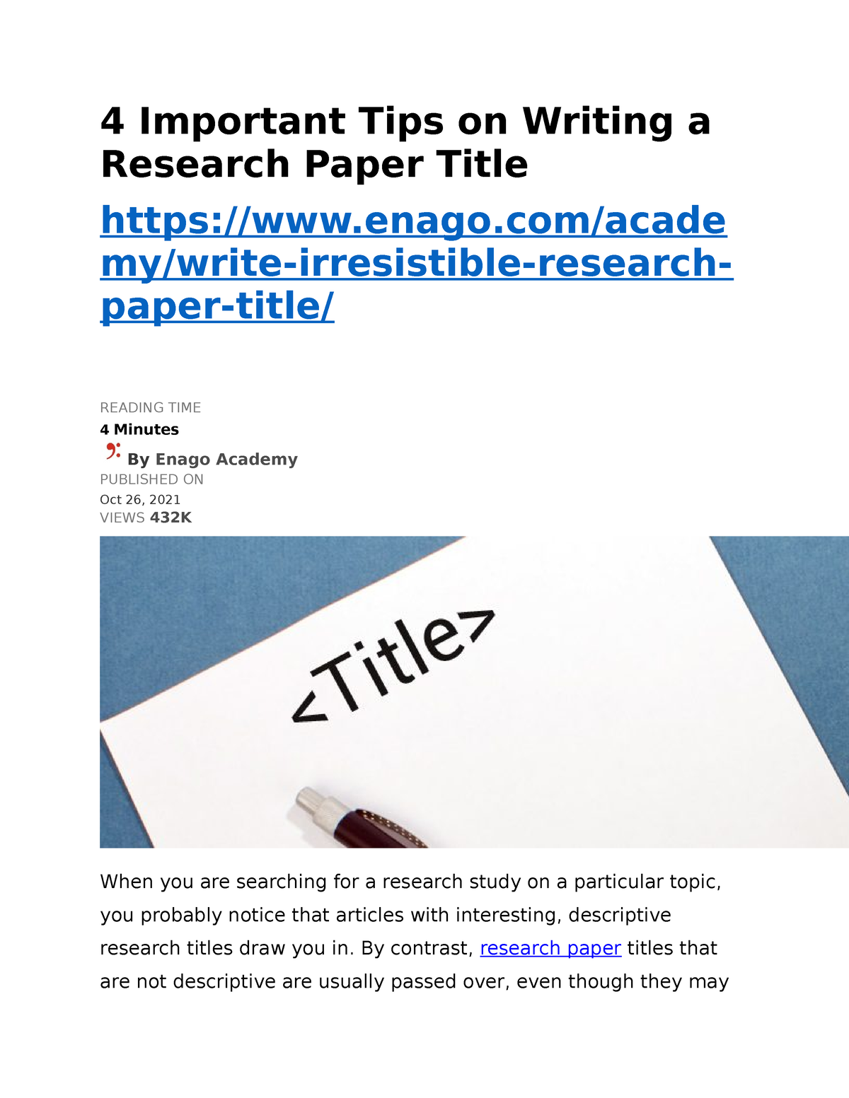 descriptive research titles