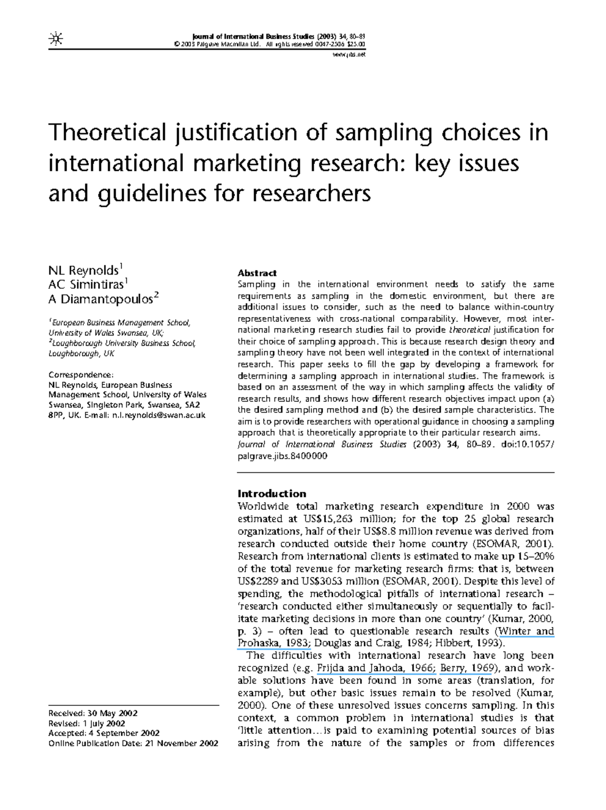 Theoretical justification of sampling ch - E-mail: n.l@swan.ac Received ...