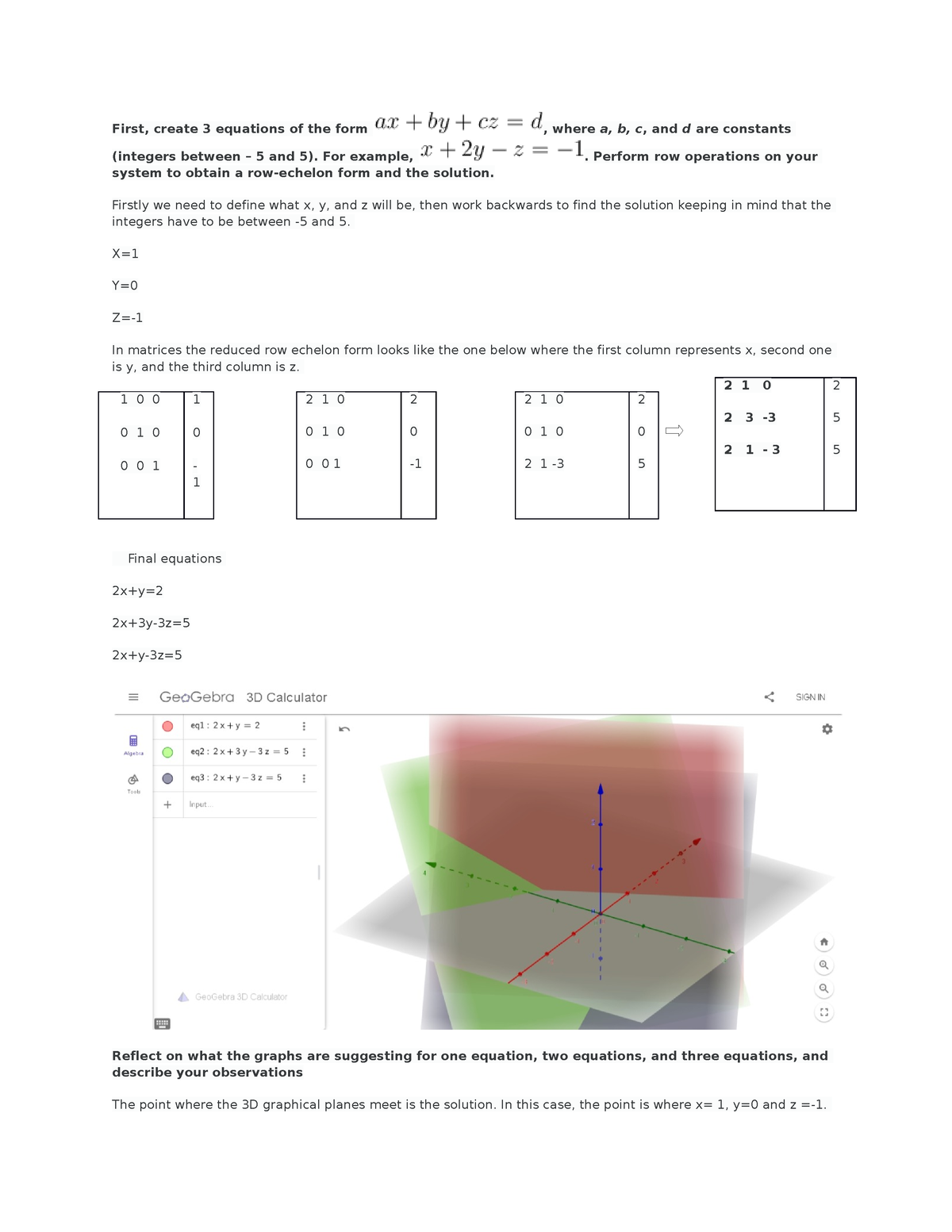 Discussion 6 - LECTURES Notes - First, Create 3 Equations Of The Form ...