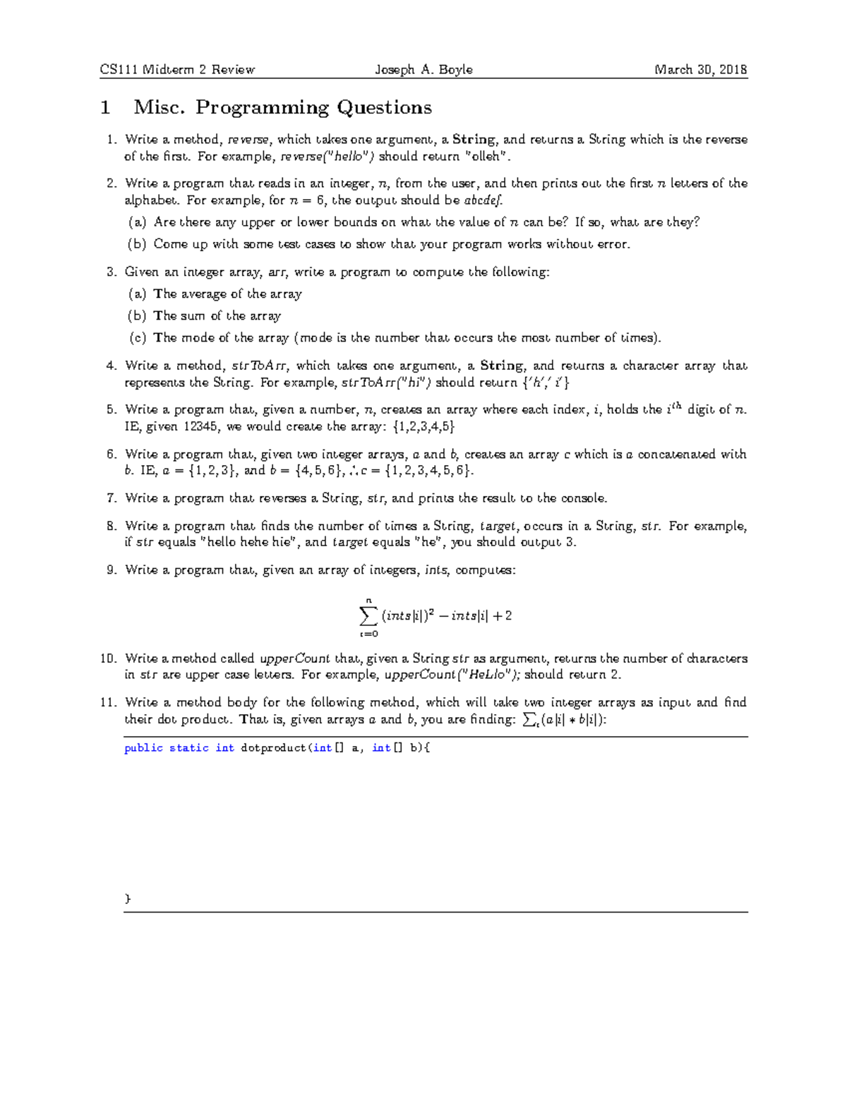 Midterm 2 - This is a comprehensive practice exam to prepare students ...