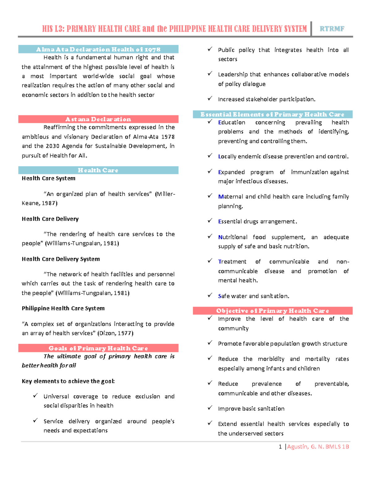 TOPIC 2 Health information system - Alma Ata Declaration Health of 1978 ...