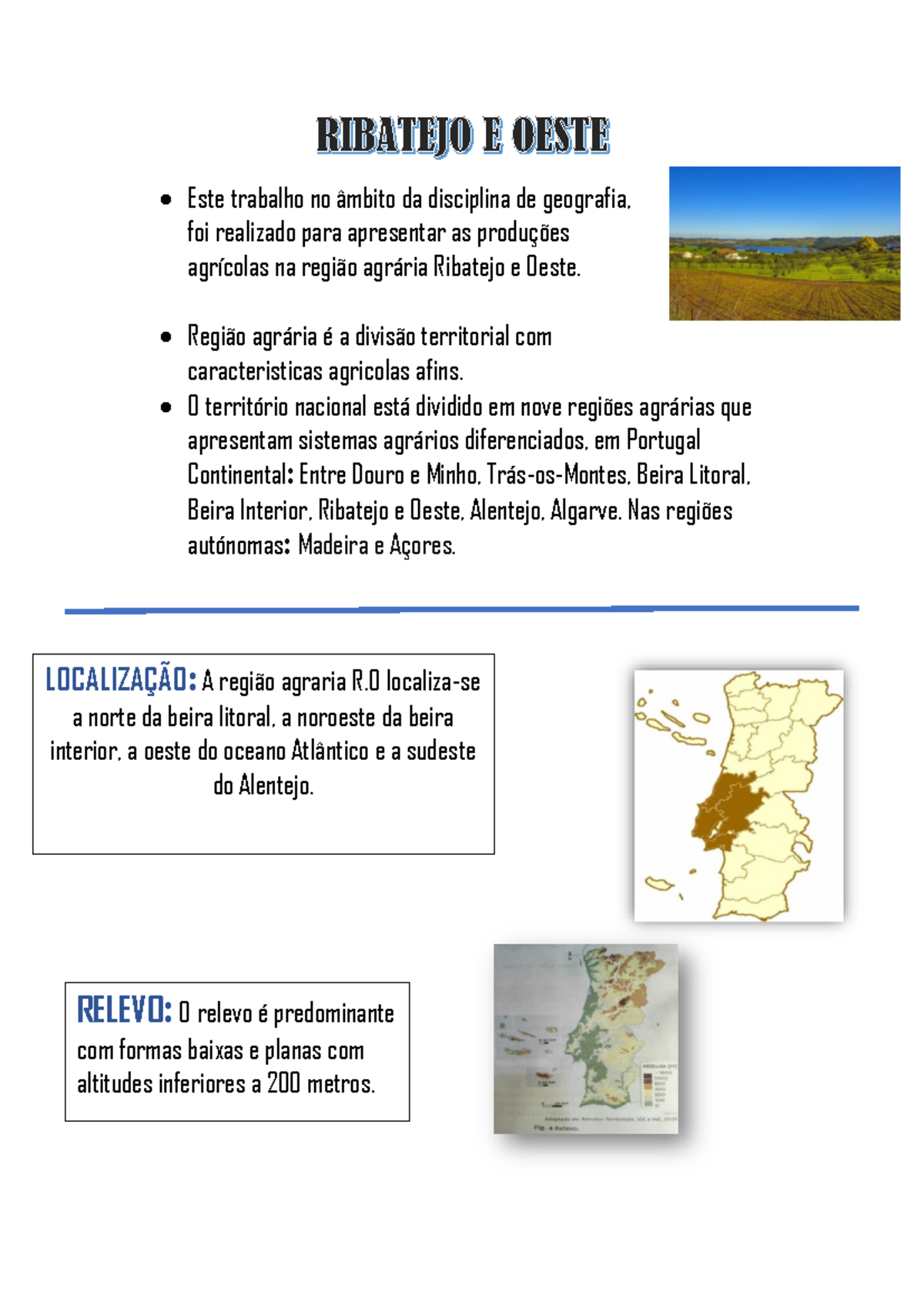 Cópia de Ribatejo E Oeste - Este trabalho no âmbito da disciplina de ...