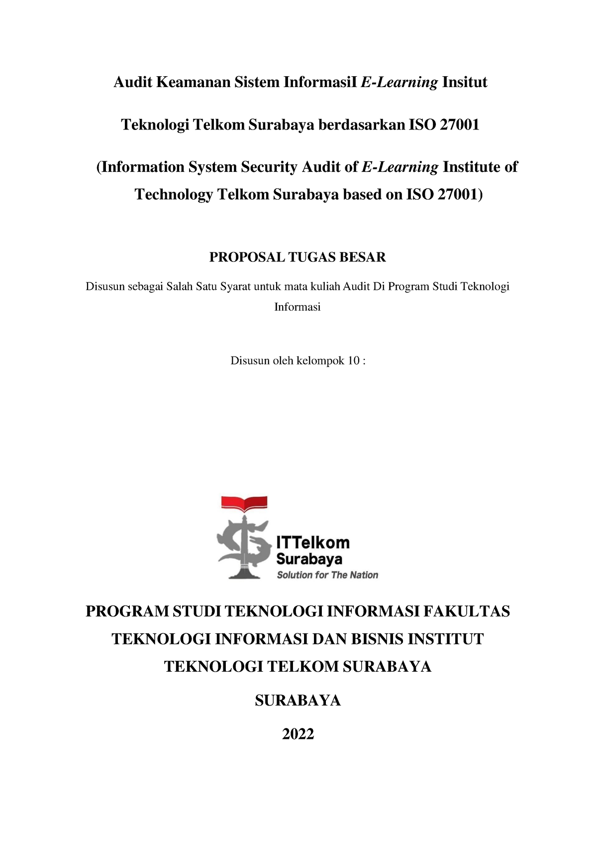 Audit Keamanan Sistem Informasi I E-Learning Insitut Teknologi Telkom ...