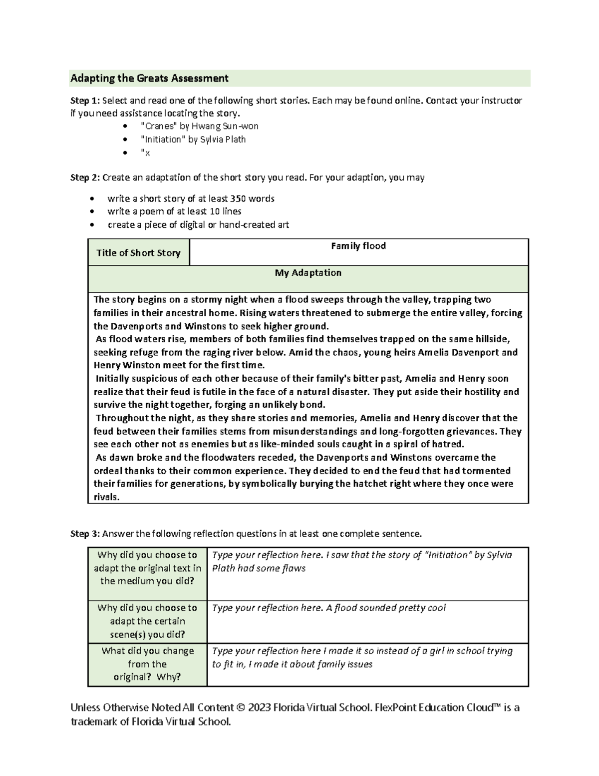 Adapting the greats assessment - Unless Otherwise Noted All Content ...