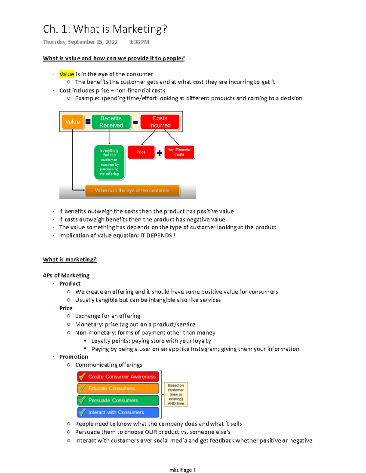 Ch. 1 What Is Marketing - Chapter 1 Of Course - What Is Value And How ...