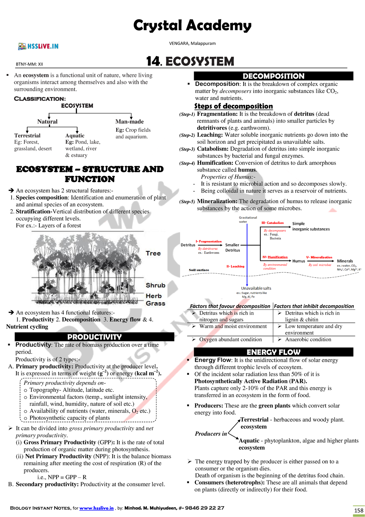 Ecosystem - Simple Lecture Note - Biology Instant Notes, For Hsslive ...