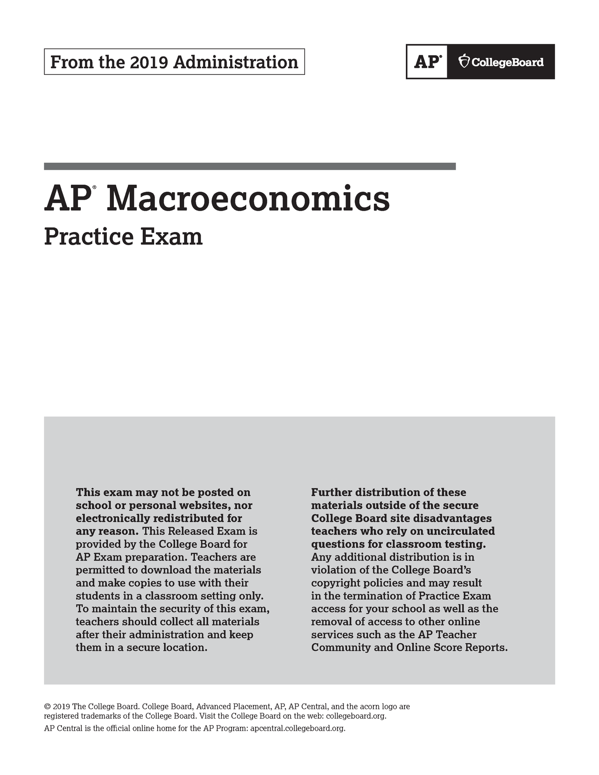 2019 International Practice Exam AP Macroeconomics Questions - AP ...