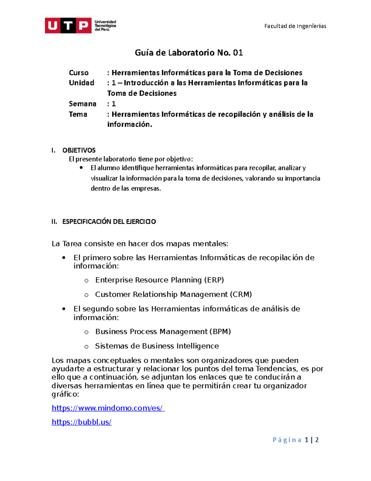 S01.s1 - UTP Guía de Laboratorio 1 HITD - Facultad de Ingenierías Guía ...