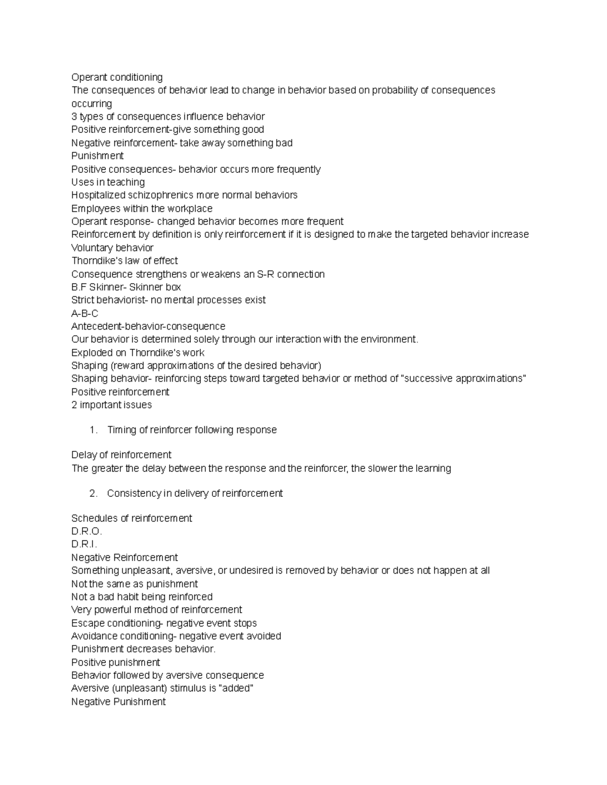 Untitled document-8 - Behavior notes - Operant conditioning The ...