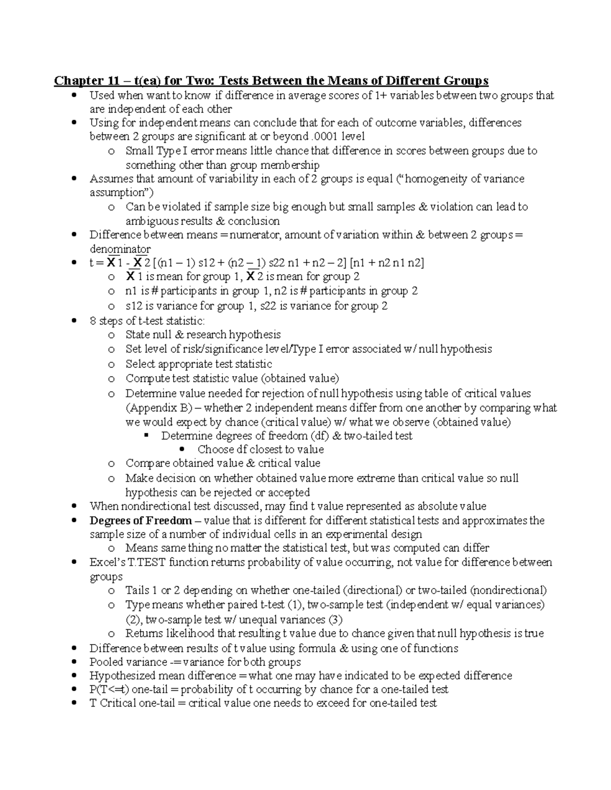 Chapter 11 - t(ea) for Two Tests Between the Means of Different Groups ...