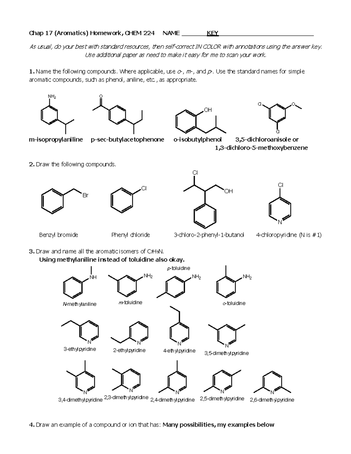 Chap 17 Aromaticity S22 HW KEY For Organic Chemistry - Chap 17 ...