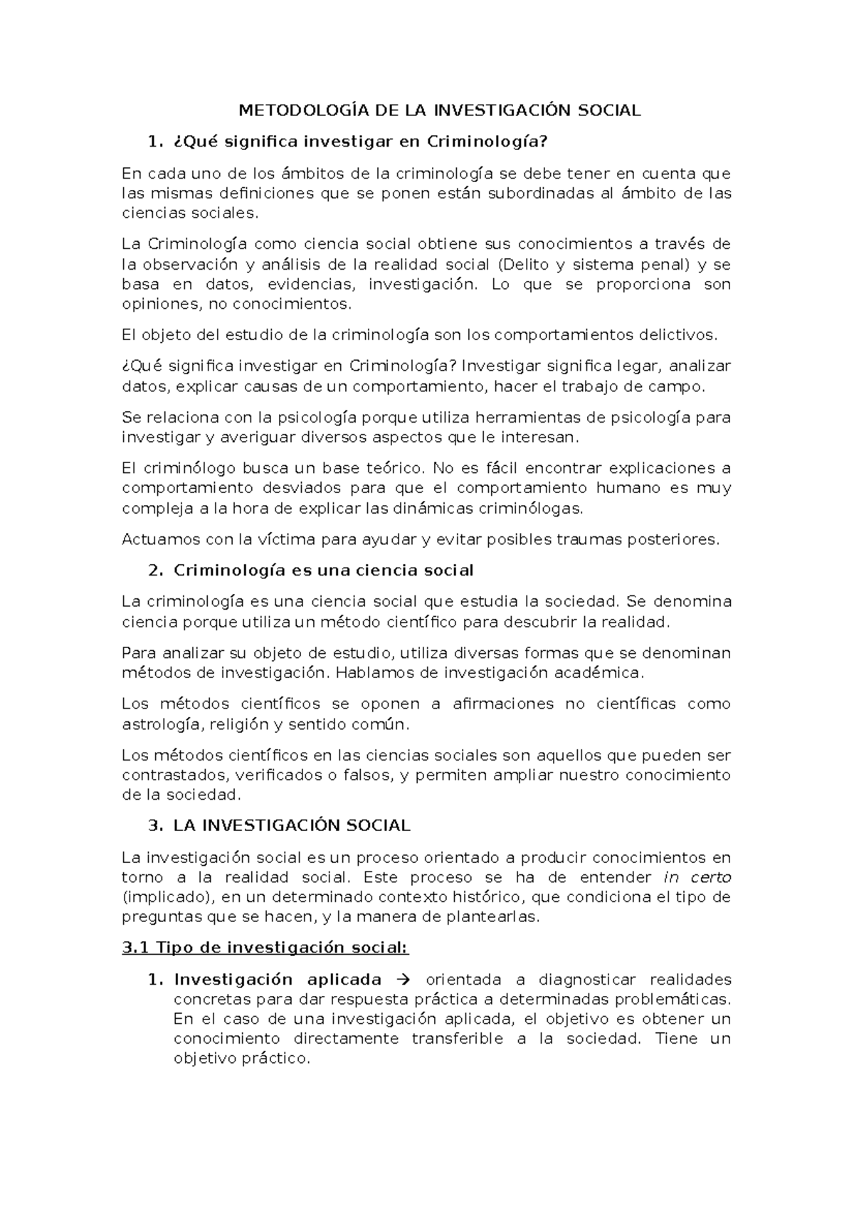 1. Metodología DE LA Investigación Social - METODOLOGÍA DE LA ...