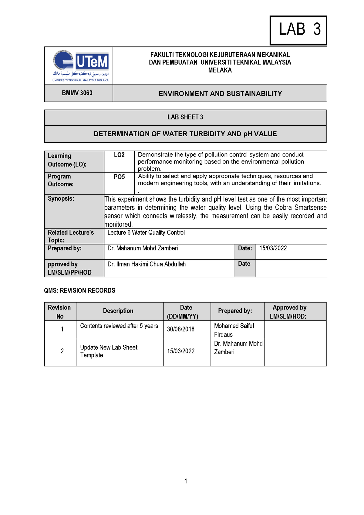 LAB 3 Water Turbinity AND PH Value - Sustainability And Environment ...