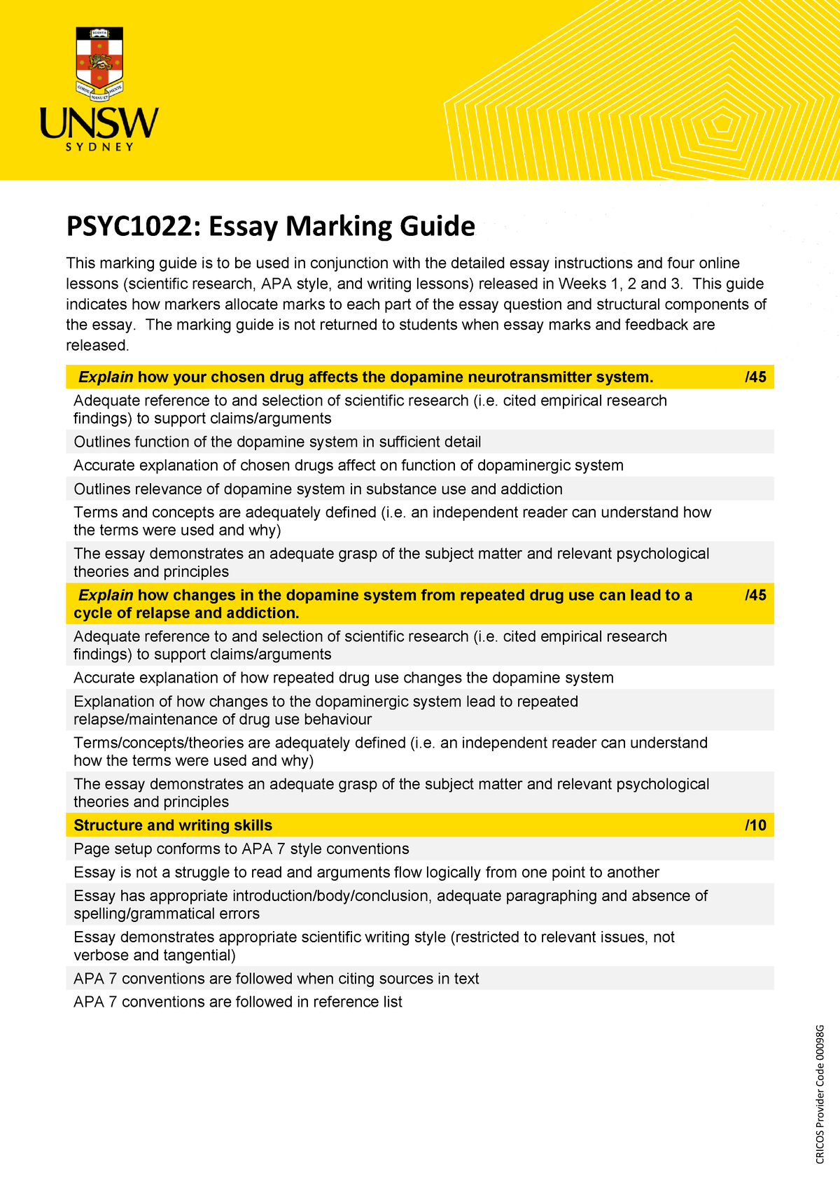 essay marking guide