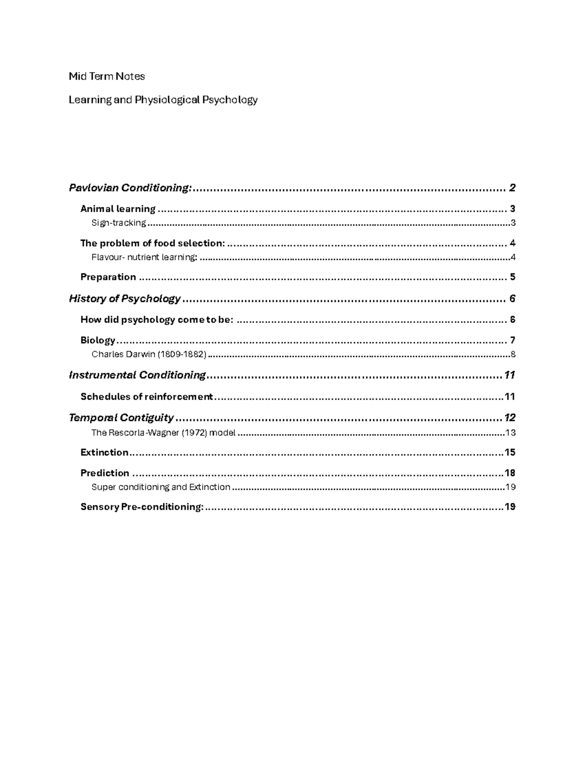 Mid Term Notes - Summary Learning And Physiological Psychology - Mid ...