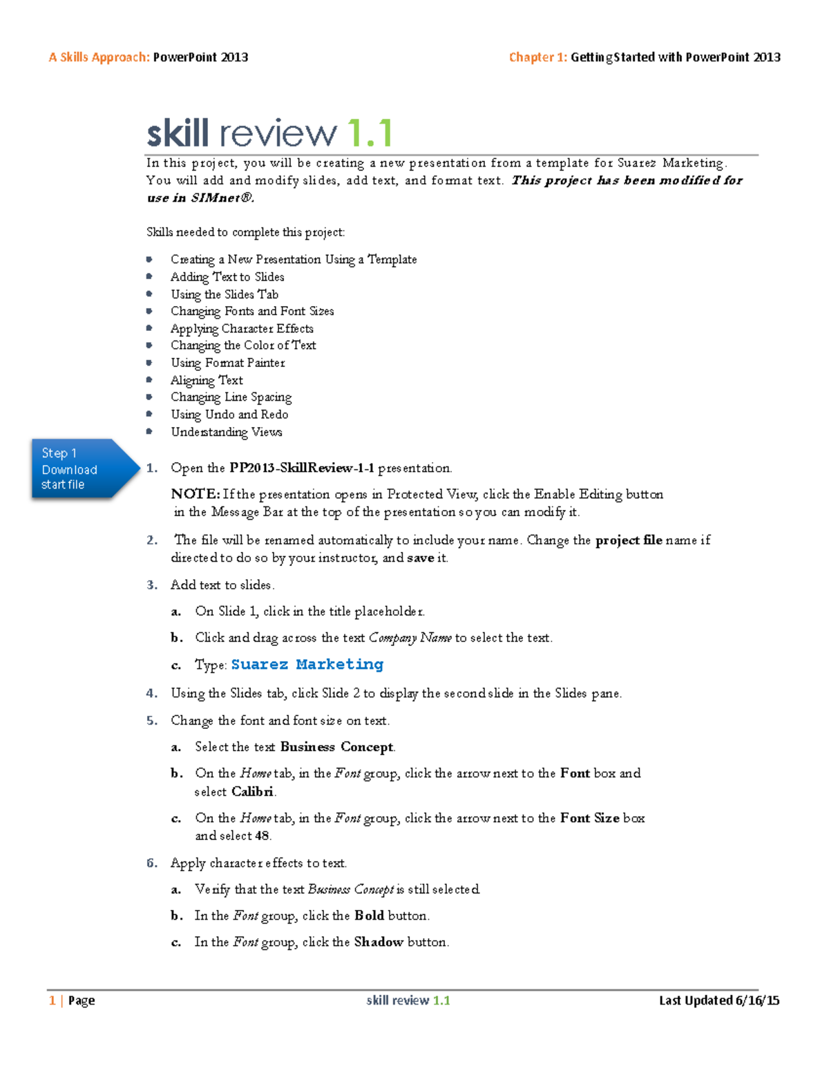 project skill review 8.1 assignment