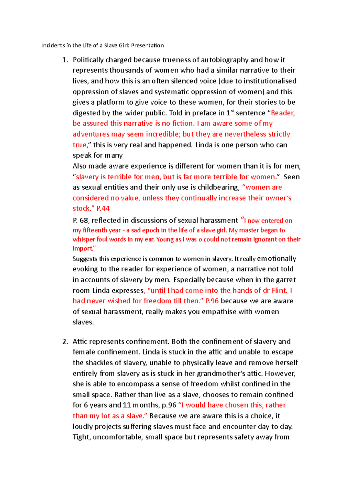 Incidents in the Life of a Slave Girl Presentation - Incidents in the ...