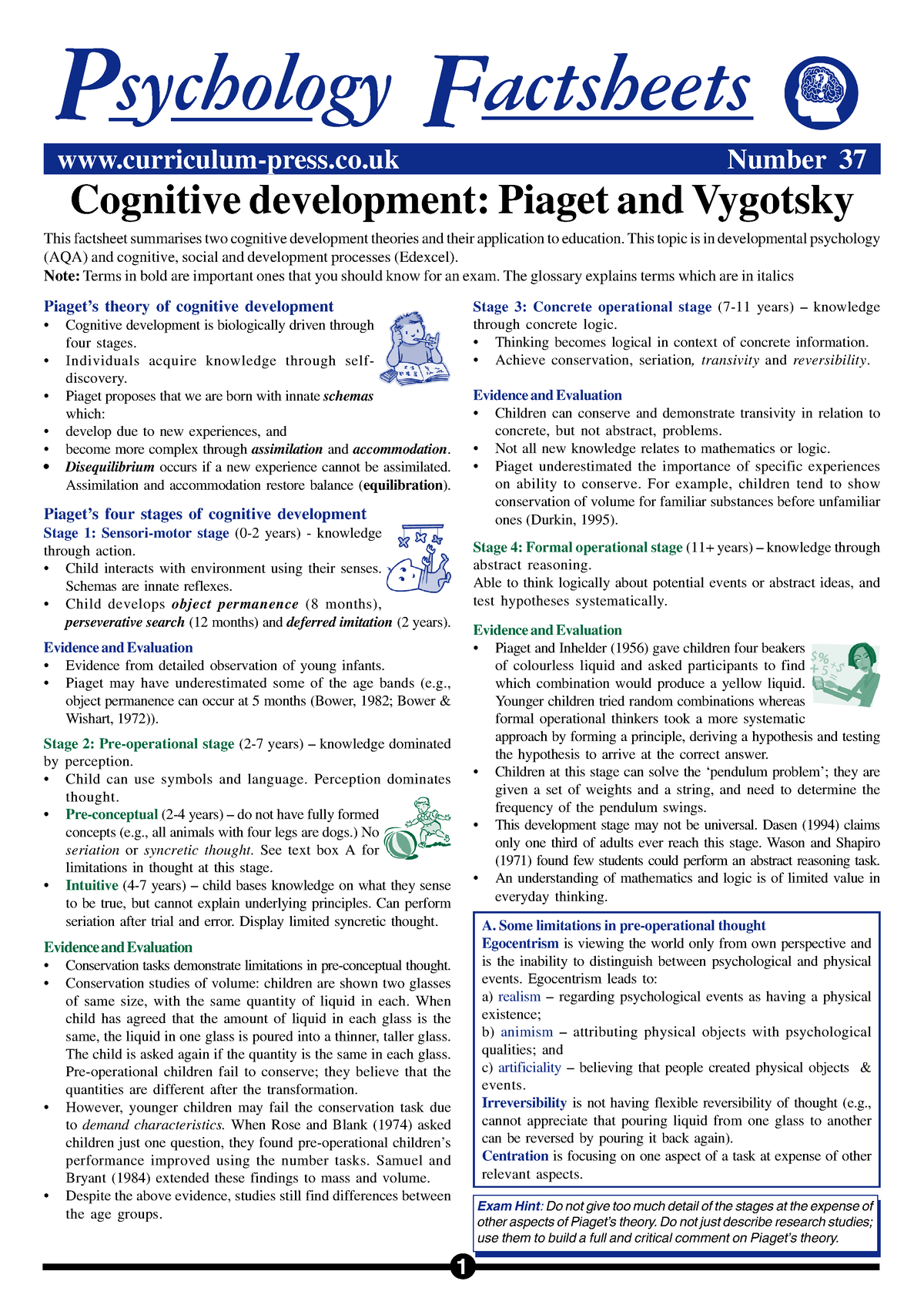 Vygotsky and Piaget Factsheet curriculum press Number 37 F