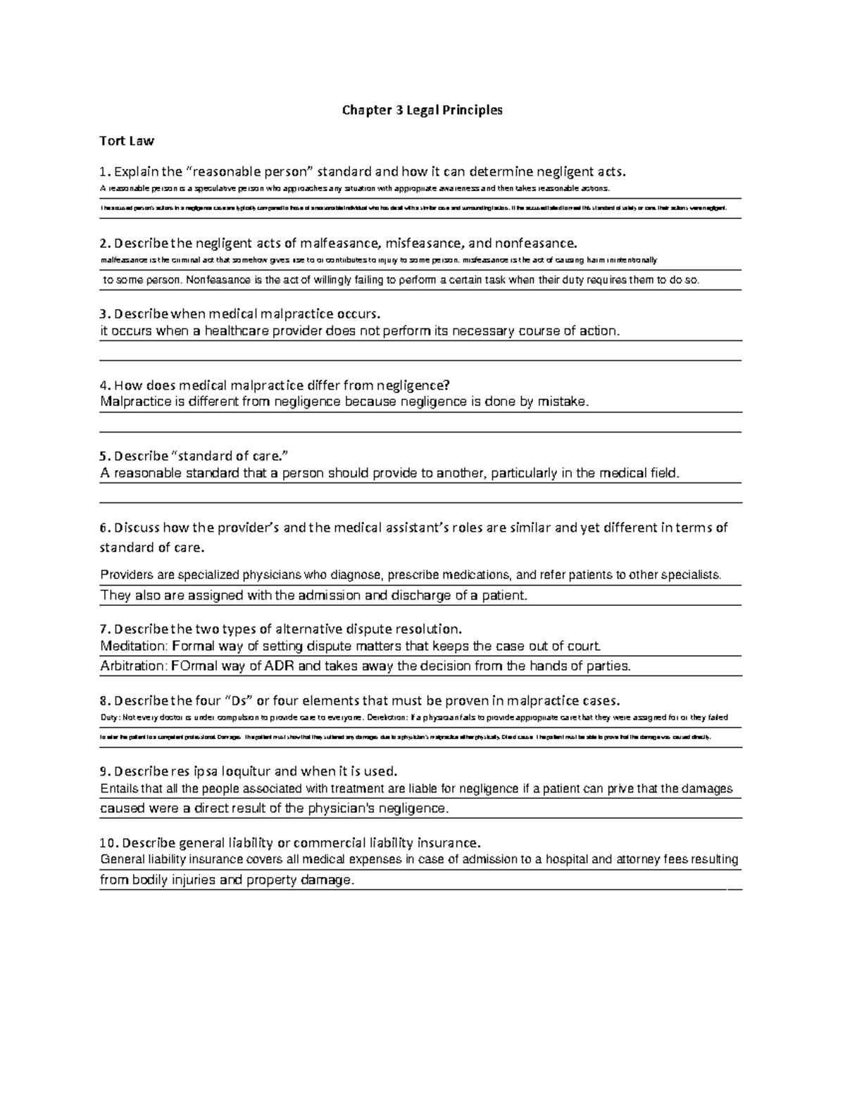 tort law assignment sample