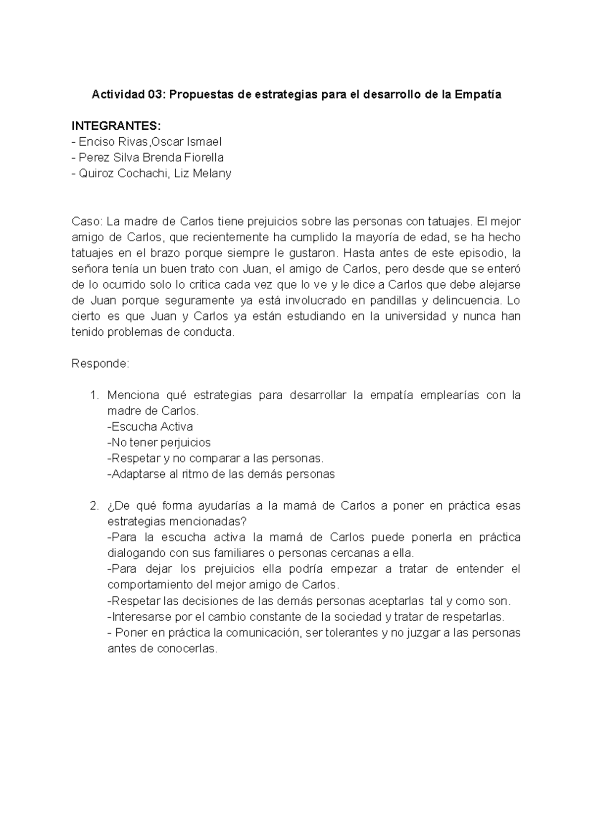 Actividad 03 Tutoria - Actividad 03: Propuestas de estrategias para el ...