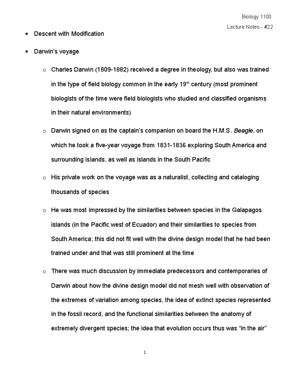 2021-BIOL-1100-Lecture-Notes-No.22-Descent with Modification- Genomics ...