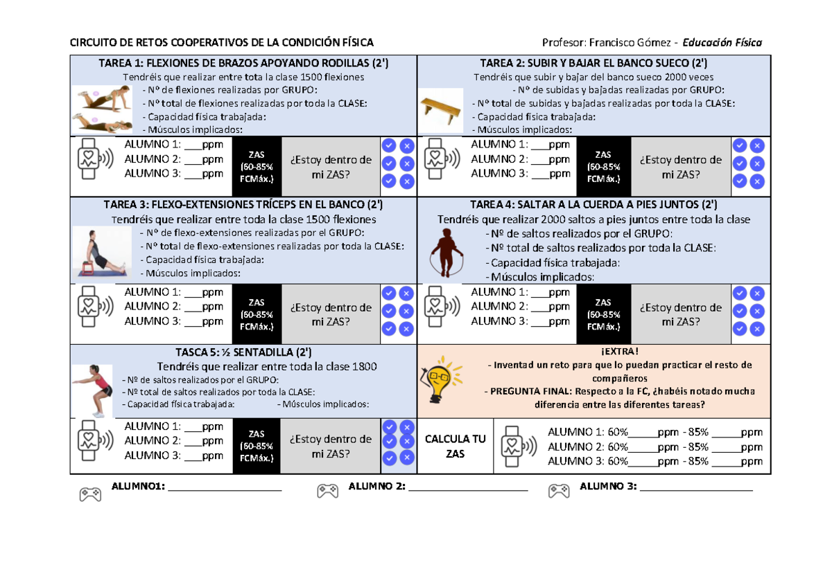 Retos DE LA Condició Física Castellano - CIRCUITO DE RETOS COOPERATIVOS ...