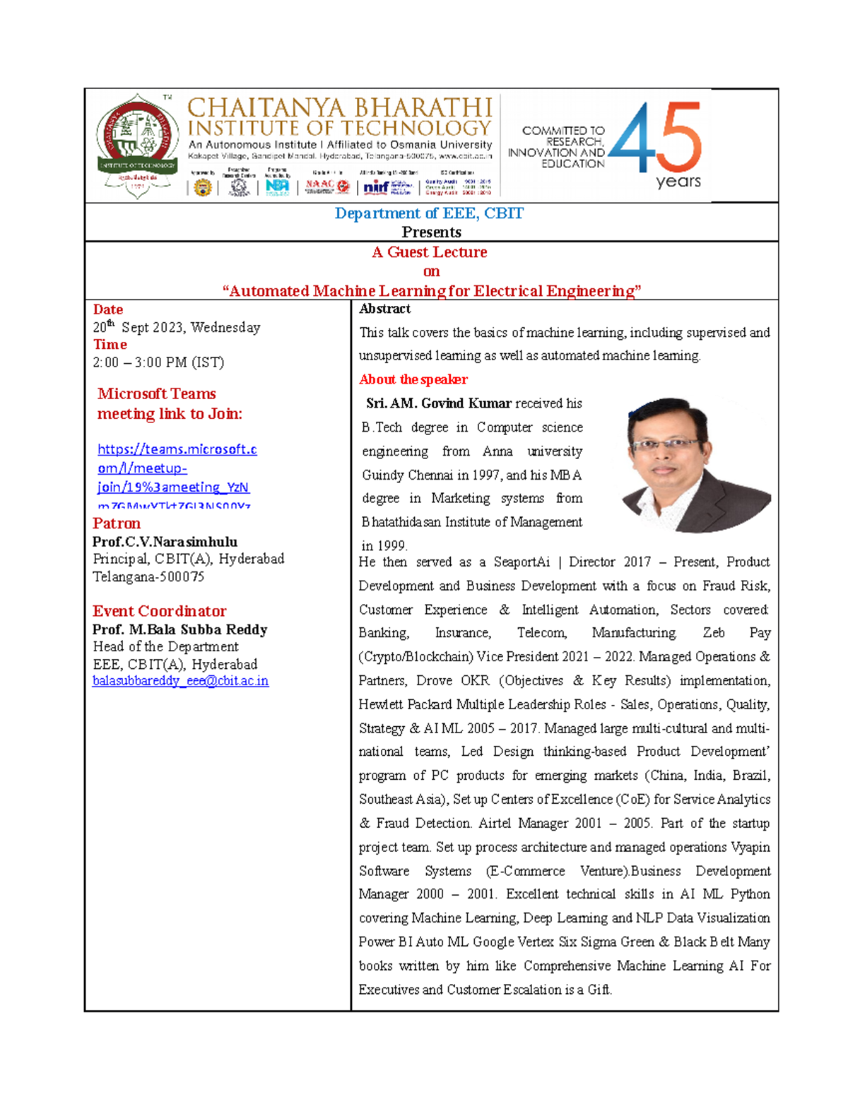 Guest Lecture On Automated Machine Learning For Electrical Engineering Amgk Department Of Eee Guest Lecture On Automated Machine Learning For Electrical Engineering Amgk Department Of Eee