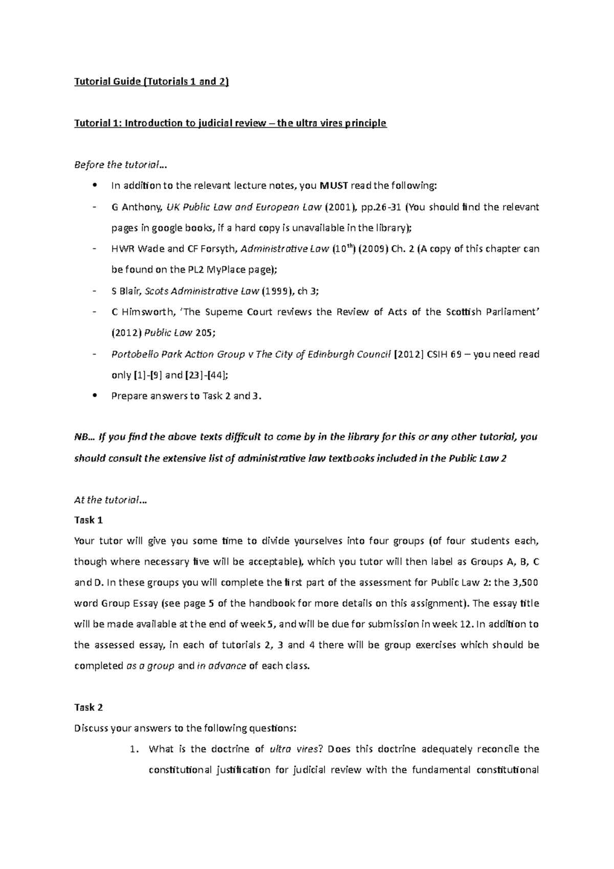 Public Law tutorial 1 2 - Tutorial Guide (Tutorials 1 and 2) Tutorial 1 ...