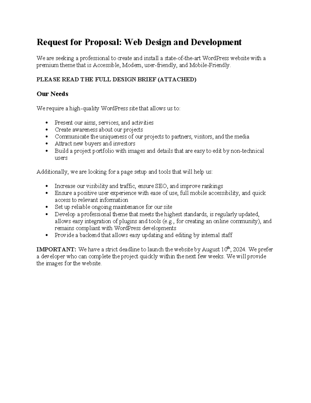 Builders website - Request for Proposal: Web Design and Development We ...