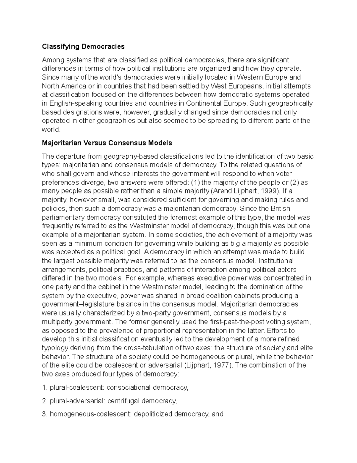 Classifying Democracies - Classifying Democracies Among systems that ...