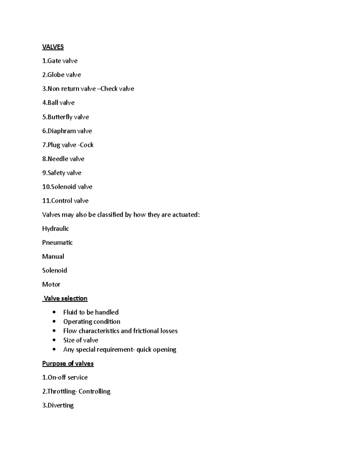 Valves - It's is a lecture note - VALVES 1 valve 2 valve 3 return valve ...