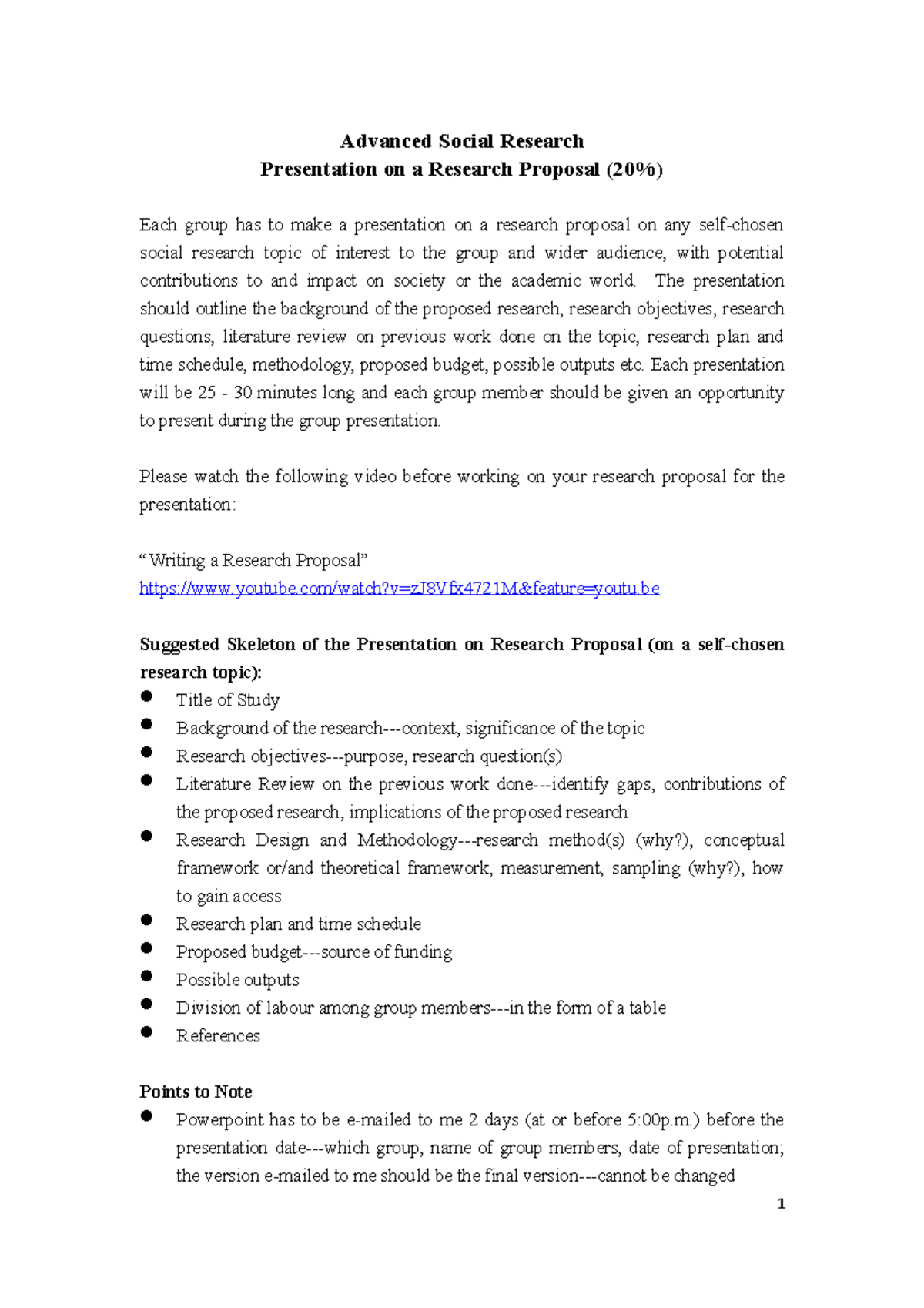 Presentation on a Research Proposalskeleton Advanced Social Research